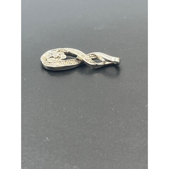 Zales Jewelers Vintage  Sterling
Silver Diamond Infinity Drop Pendant Slide - Picture 5 of 9